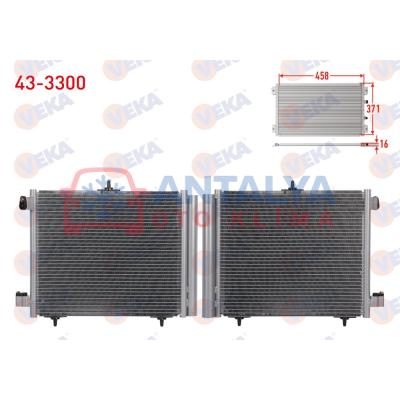 VEKA 43-3300 | Klima Radyatörü Peugeot 207 (Wa,Wc) 1.4İ Uc Bacaklı 2006-2012